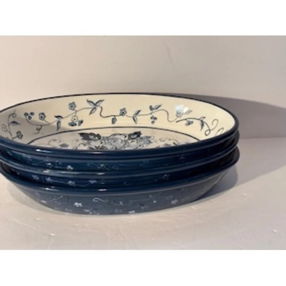 Lang Floral Blues Earthenware Oval Serving Dish Blue White - Picture 5 of 13